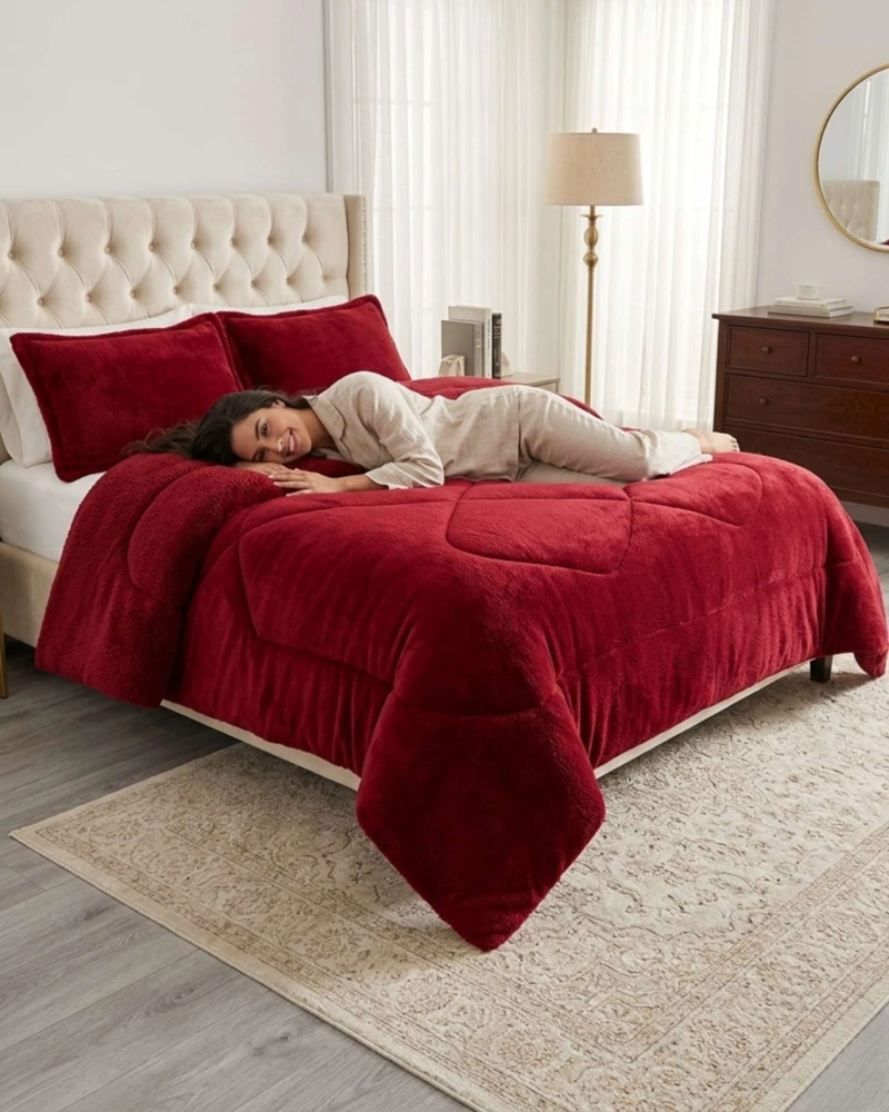 CUBRECAMAS SHERPA 2 PLAZAS PLUSH ULTRA SUAVE DE LUJO - 3