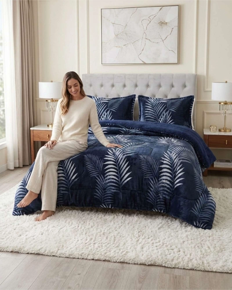 CUBRECAMAS SHERPA 2 PLAZAS PLUSH ULTRA SUAVE DE LUJO - 1