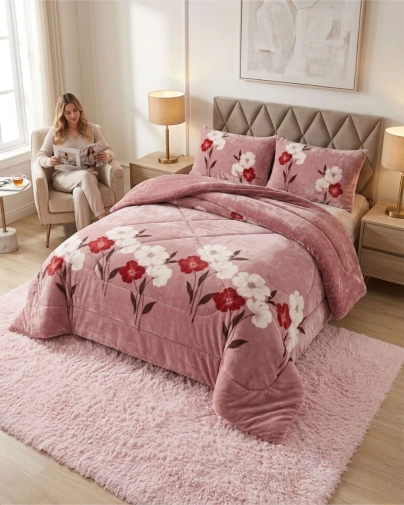 CUBRECAMAS SHERPA 2 PLAZAS PLUSH ULTRA SUAVE DE LUJO - 1