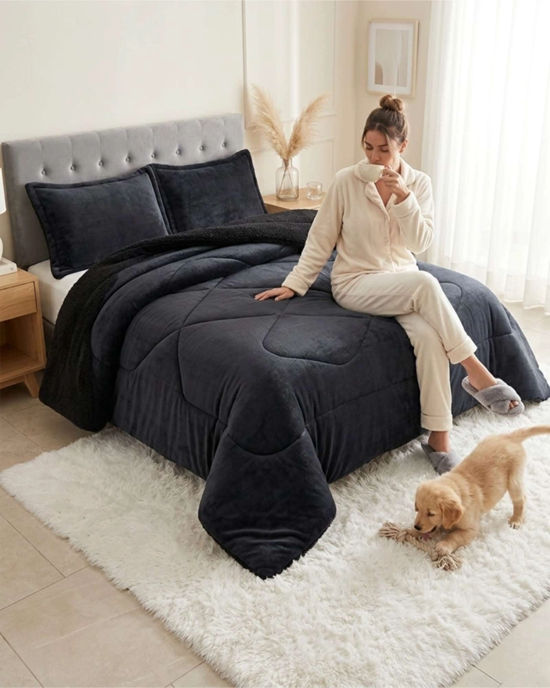 CUBRECAMAS SHERPA 2 PLAZAS PLUSH ULTRA SUAVE DE LUJO - 2