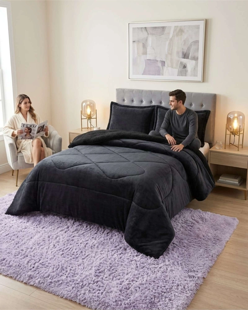 CUBRECAMAS SHERPA 2 PLAZAS PLUSH ULTRA SUAVE DE LUJO - 3