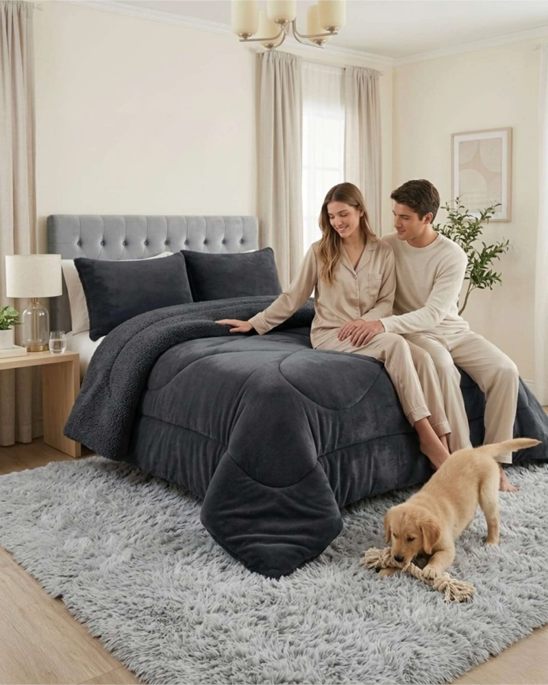 CUBRECAMAS SHERPA 2 PLAZAS PLUSH ULTRA SUAVE DE LUJO - 4
