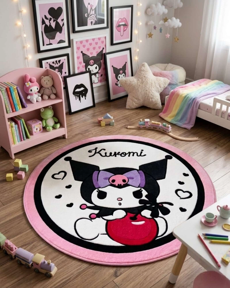 ALFOMBRA DE JUEGO PARA NIÑOS CIRCULAR SUAVE 80CM DE KUROMI - 1