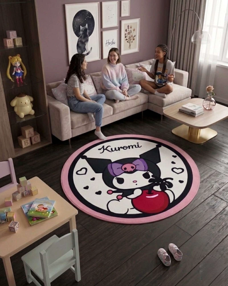 ALFOMBRA DE JUEGO PARA NIÑOS CIRCULAR SUAVE 80CM DE KUROMI - 2