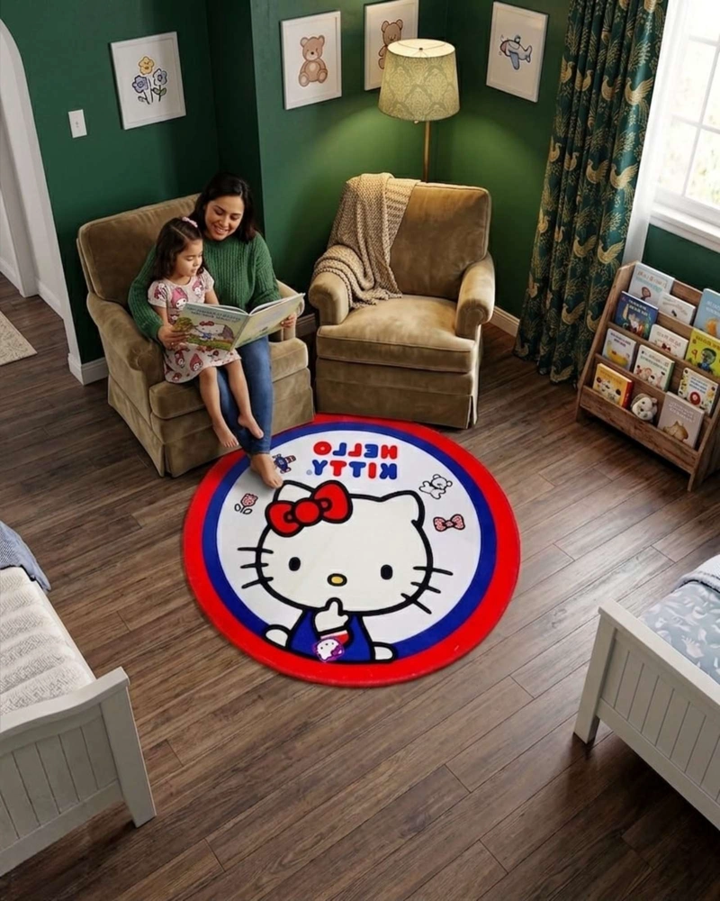 ALFOMBRA DE JUEGO PARA NIÑOS CIRCULAR SUAVE 80CM DE HELLO KITTY - 4