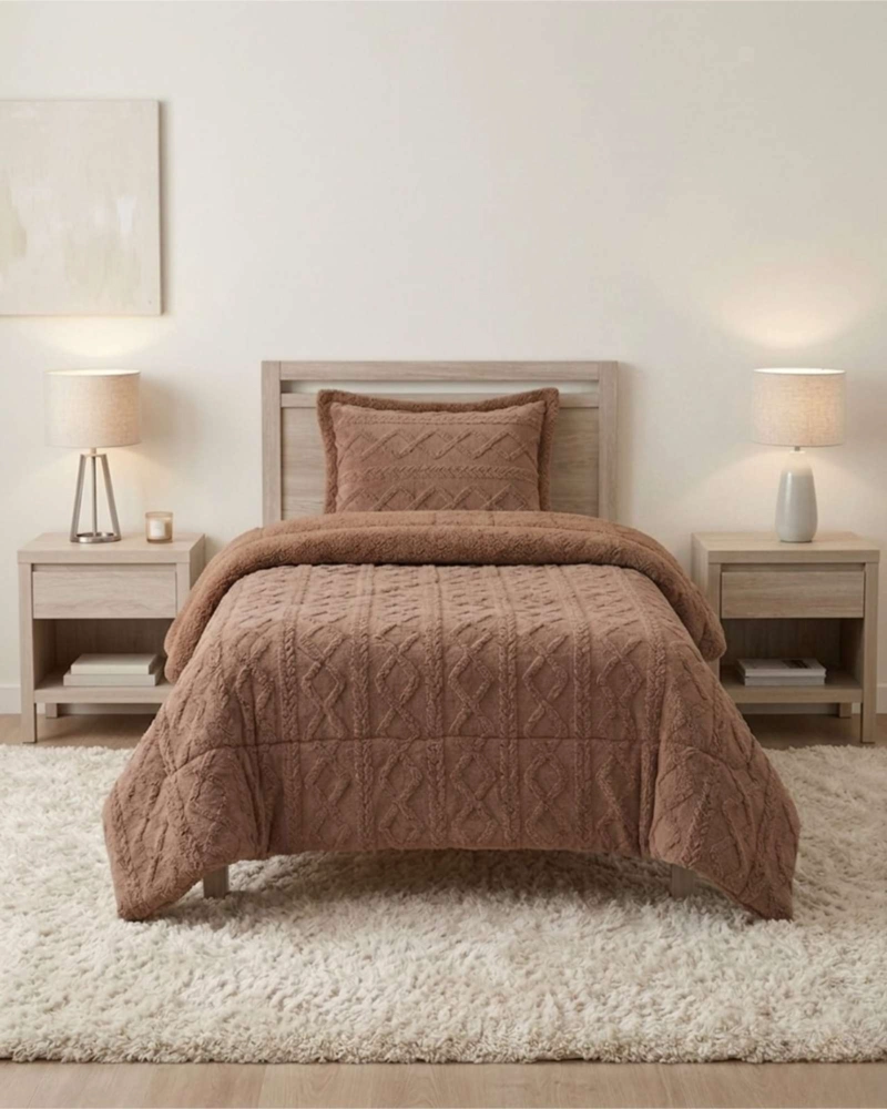CUBRECAMA PLUMON SHERPA PLAZA Y MEDIA ULTRA SUAVE - 1