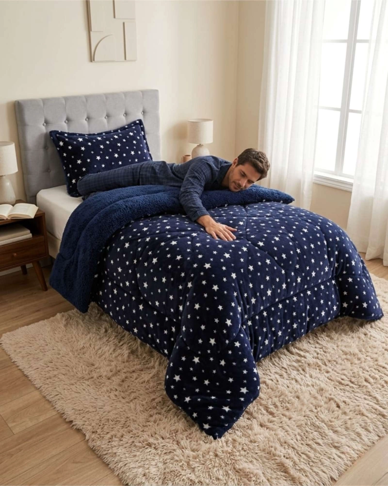 CUBRECAMA PLUMON SHERPA PLAZA Y MEDIA ULTRA SUAVE - 5
