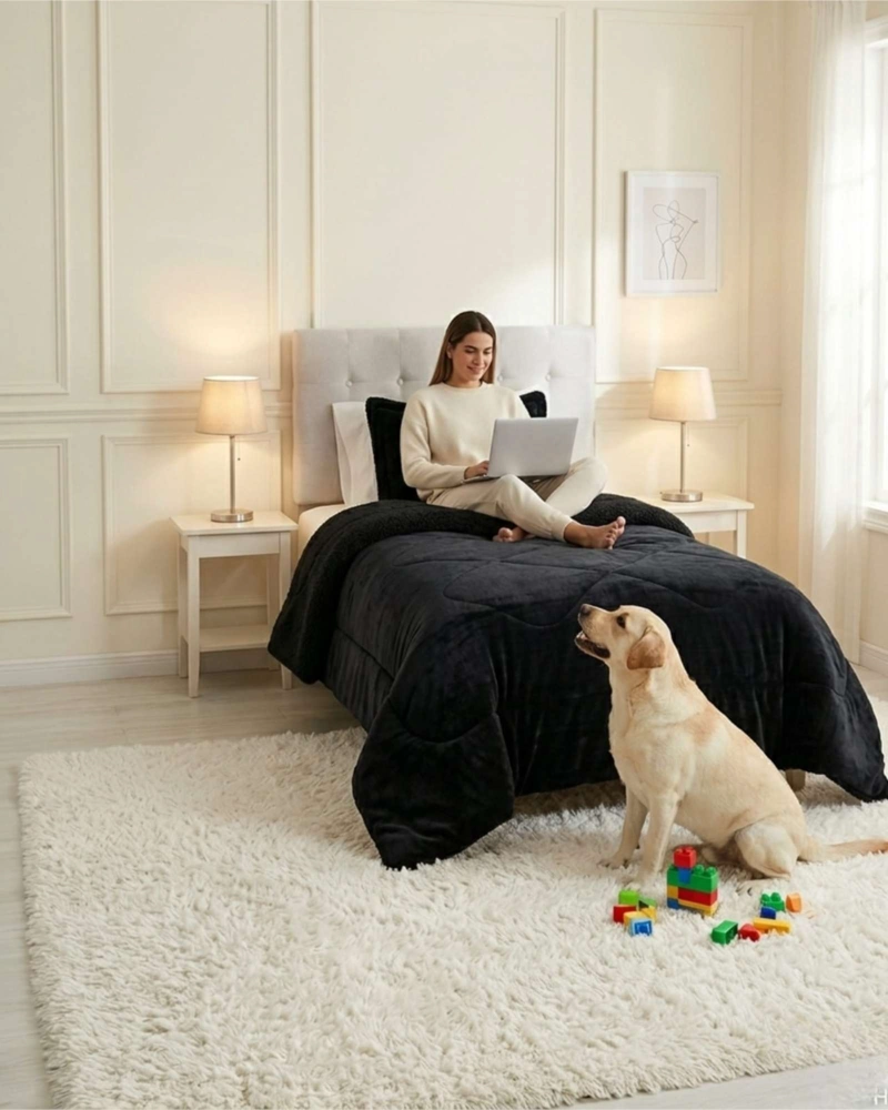 CUBRECAMA PLUMON SHERPA PLAZA Y MEDIA ULTRA SUAVE - 3