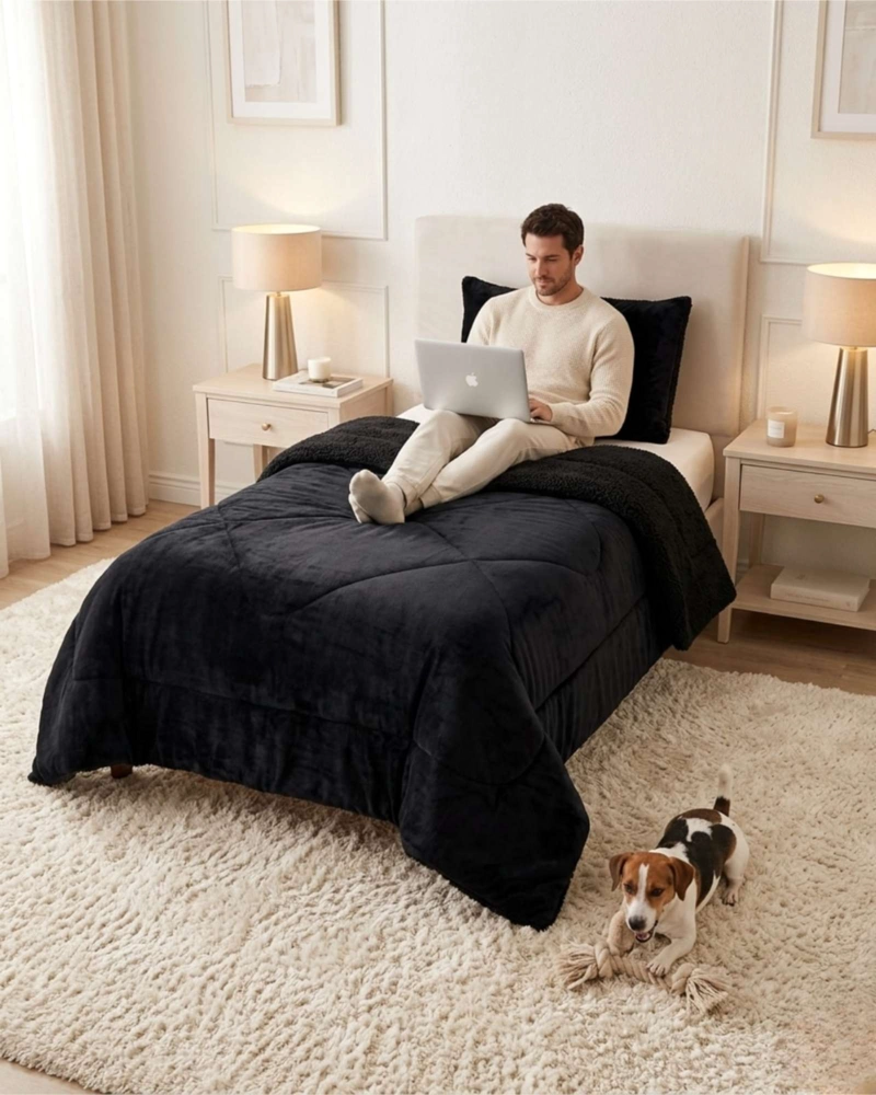 CUBRECAMA PLUMON SHERPA PLAZA Y MEDIA ULTRA SUAVE - 5