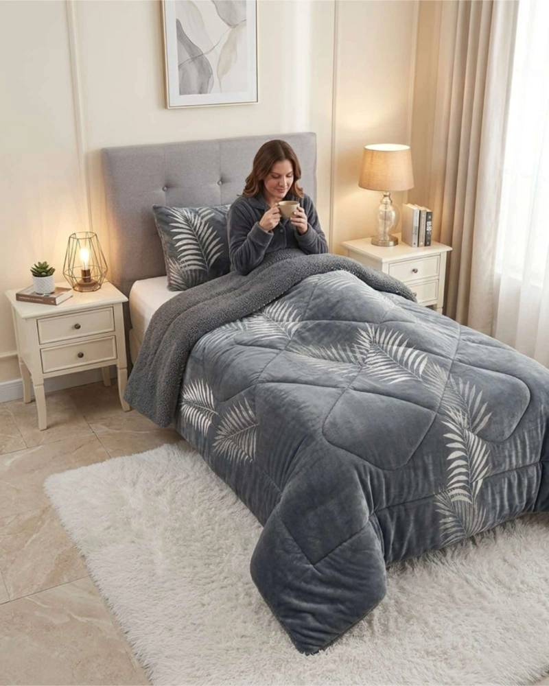 CUBRECAMA PLUMON SHERPA PLAZA Y MEDIA ULTRA SUAVE - 5