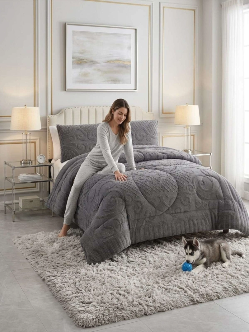 CUBRECAMA TERMICO DE INVIERNO JACQUARD  2 PLAZAS - 1