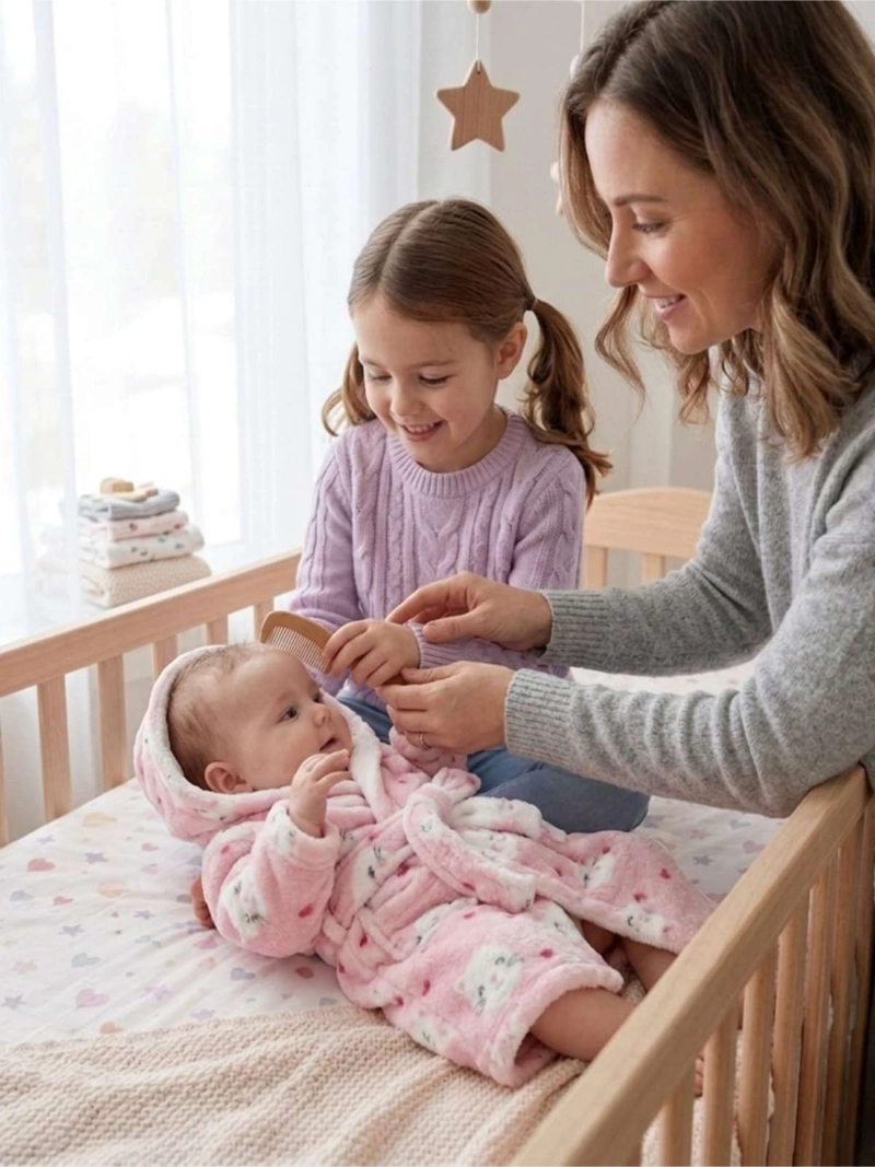 BATA DE BAÑO BEBE  CON CAPUCHA 0-6 MESES POLAR - 6