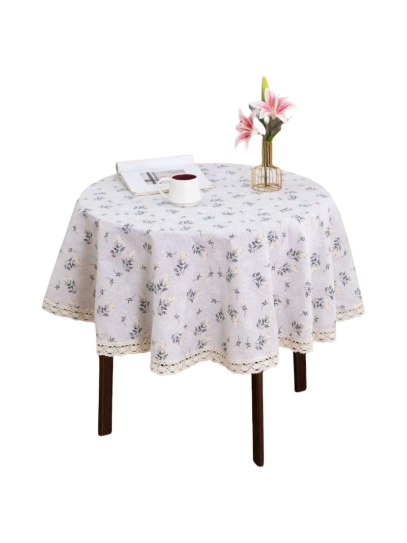 MANTEL REDONDO LINO RUSTICO ELEGANTE CON FLECOS 140 CM - 3