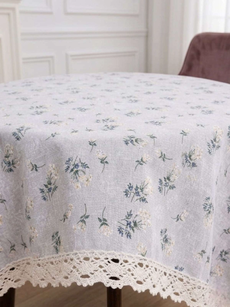 MANTEL REDONDO LINO RUSTICO ELEGANTE CON FLECOS 140 CM - 5
