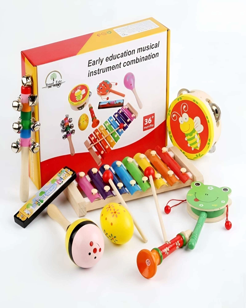 SET INSTRUMENTOS MUSICALES MADERA INFANTIL BANDA DIDACTICA 8 PCS - 6