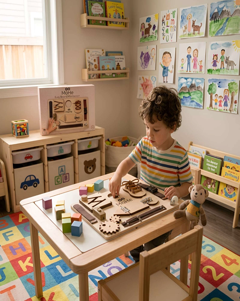 TABLERO SENSORIAL MONTESSORI BUSY BOARD EDUCATIVO - 1