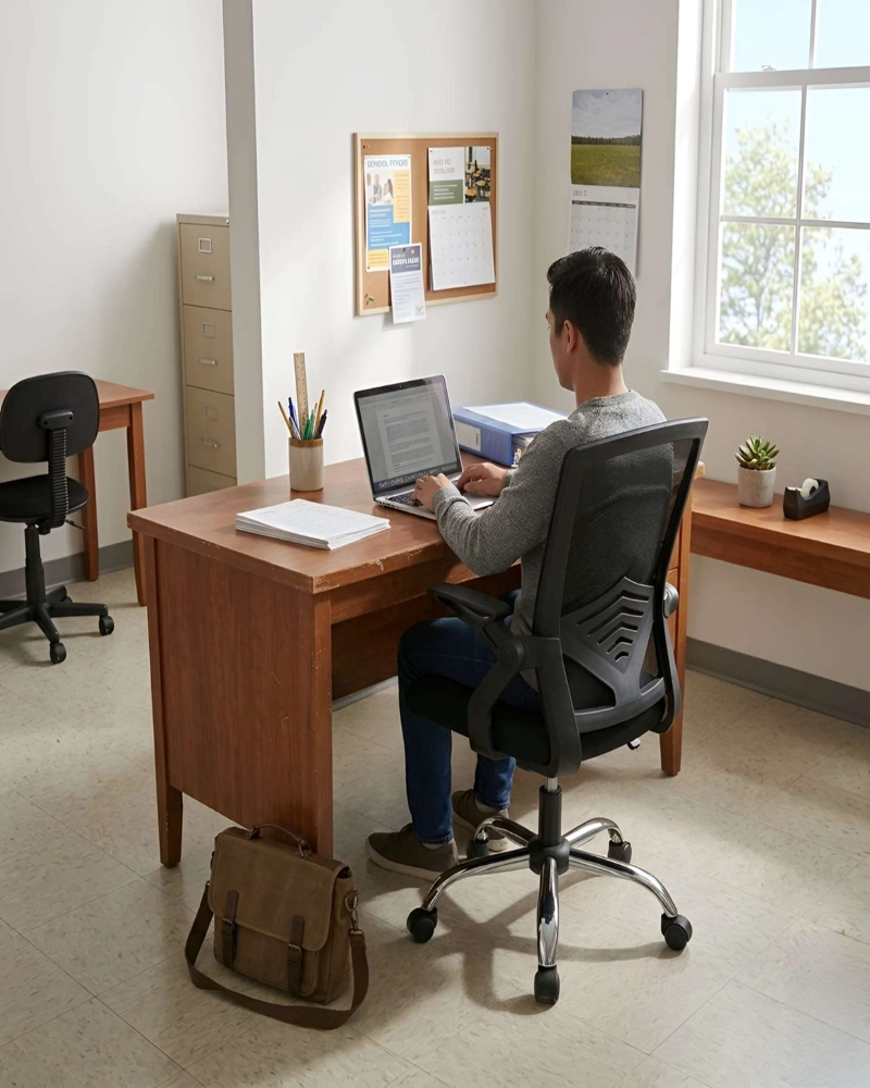 SILLA DE OFICINA ERGONOMICA BRAZOS ABATIBLES Y SOPORTE LUMBAR - 4