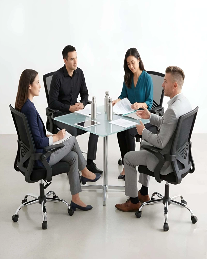PACK 4 SILLA DE OFICINA ERGONOMICA BRAZOS ABATIBLES Y SOPORTE LUMBAR - 1
