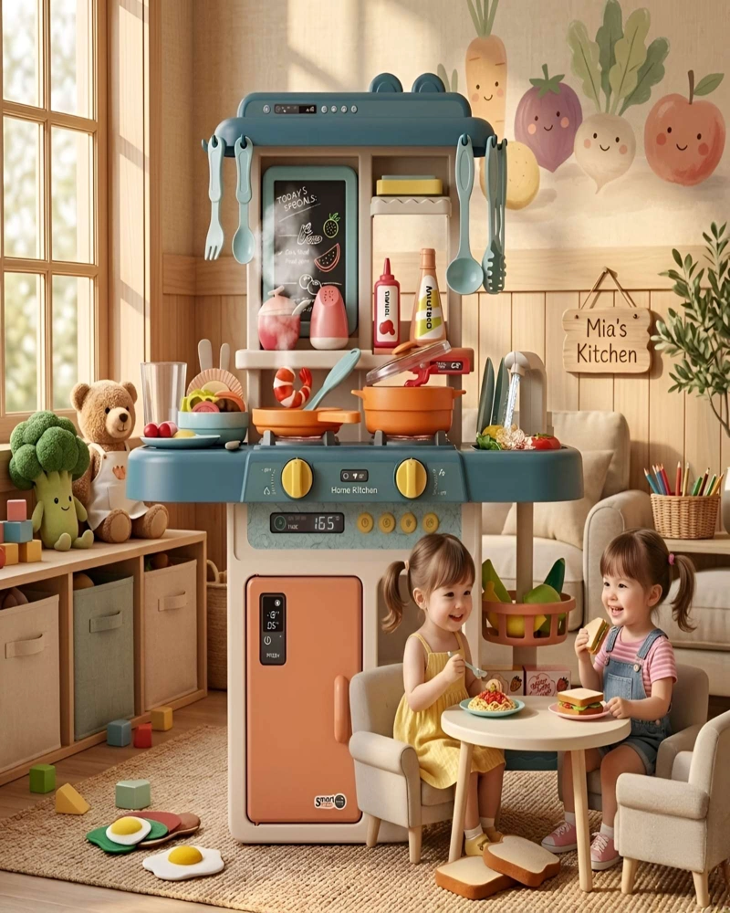 COCINA DE JUGUETE INFANTIL 63CM CON SONIDO, AGUA Y 55 ACCESORIOS - 2