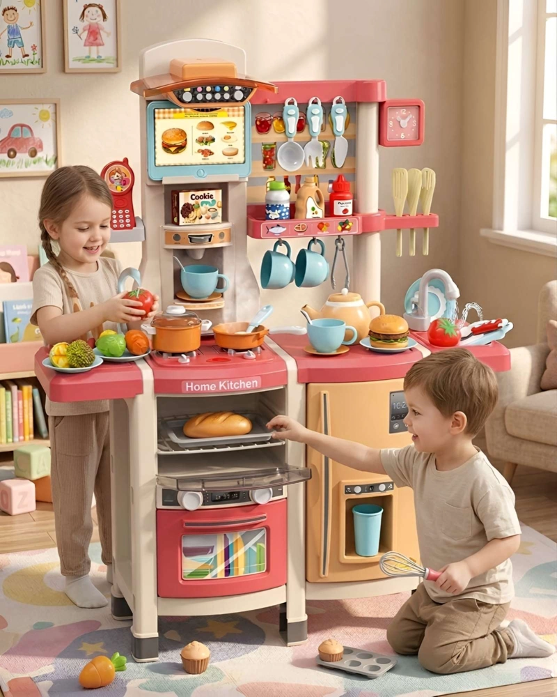 COCINA DE JUGUETE INFANTIL 100CM CON SONIDO, AGUA Y 66 ACCESORIOS - 3