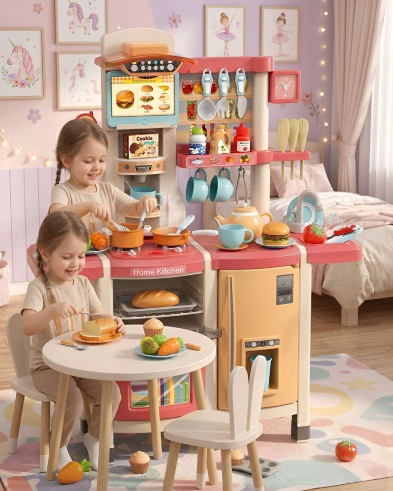 COCINA DE JUGUETE INFANTIL 100CM CON SONIDO, AGUA Y 66 ACCESORIOS - 4