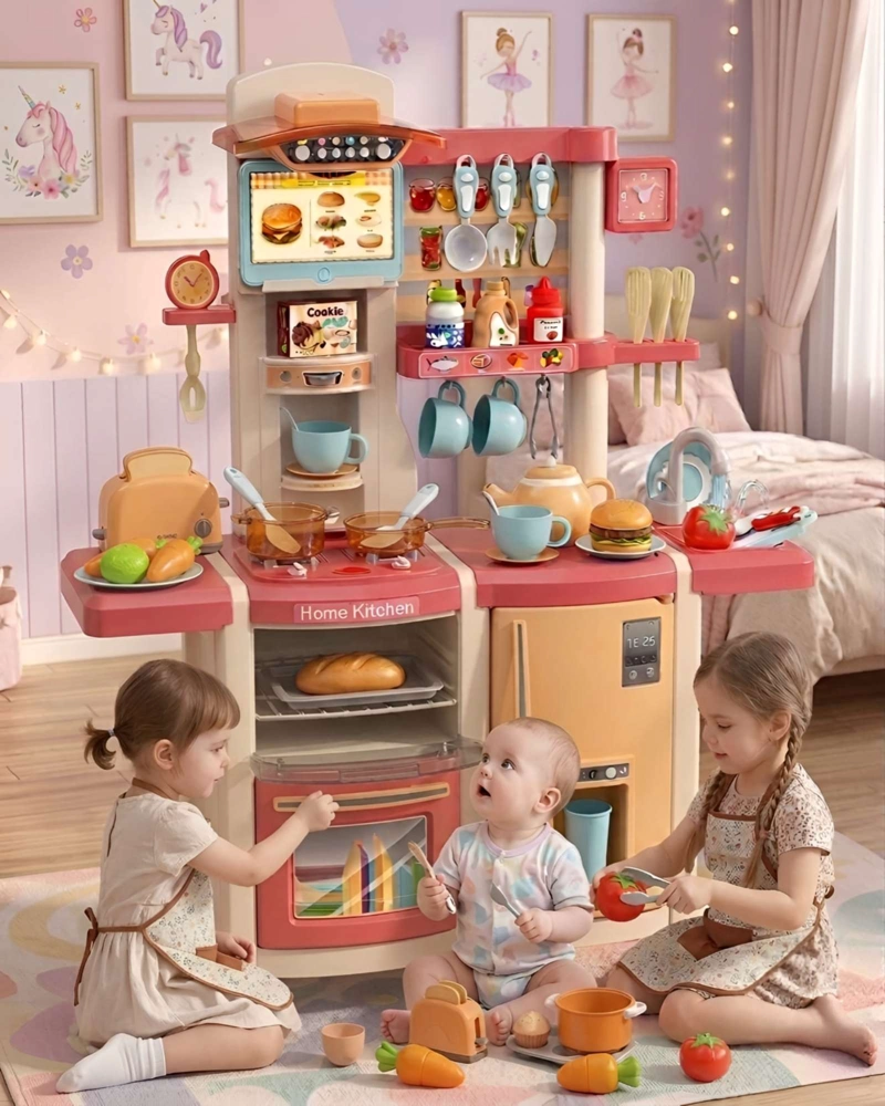 COCINA DE JUGUETE INFANTIL 100CM CON SONIDO, AGUA Y 66 ACCESORIOS - 5