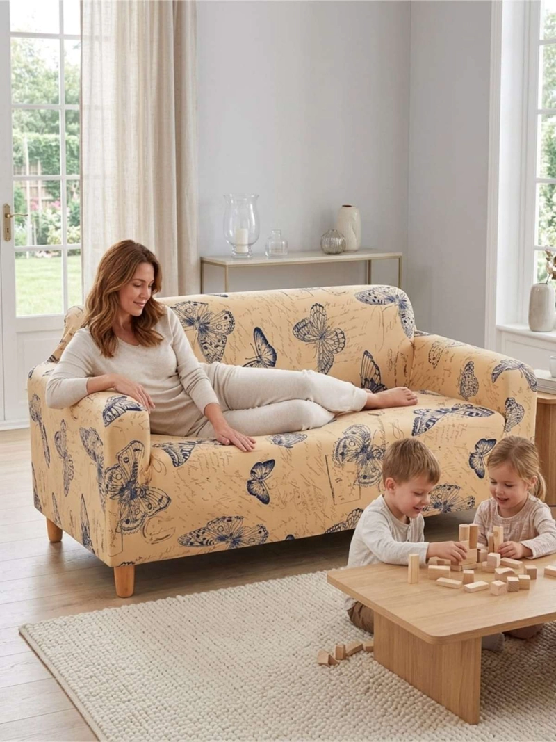 FUNDA DE SOFA TELA LISA ELASTICADA 3 CUERPOS - 7