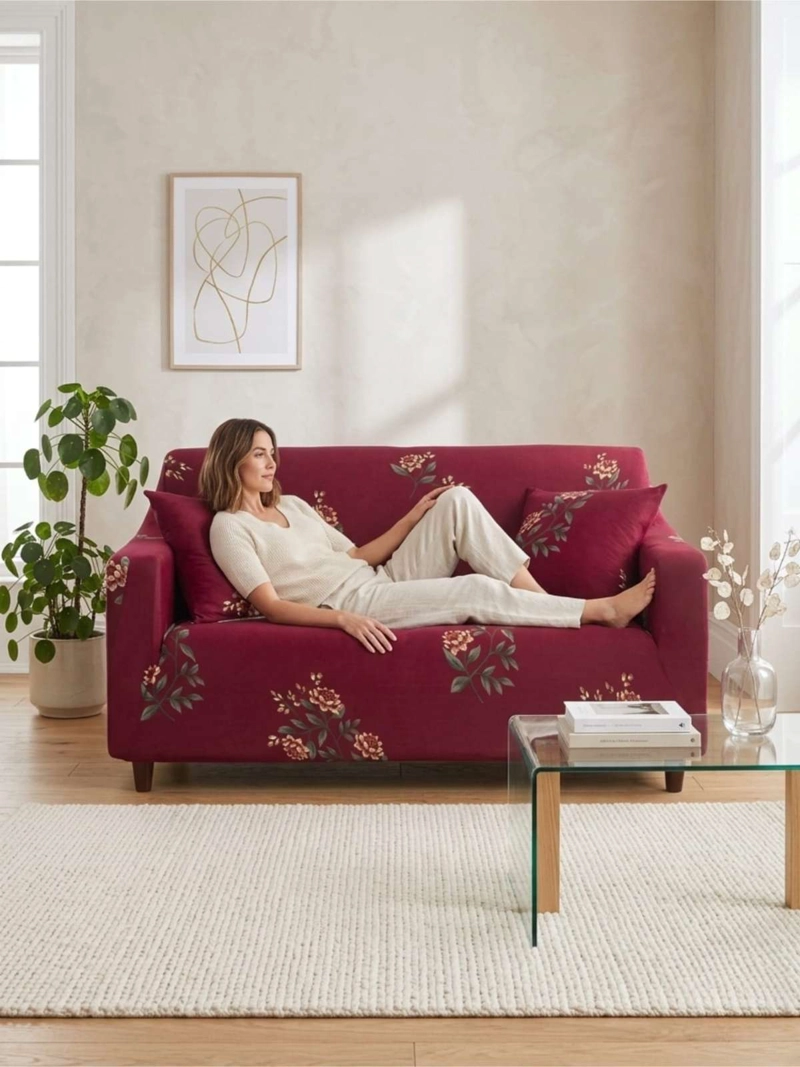 FUNDA DE SOFA TELA LISA ELASTICADA 4 CUERPOS - 7