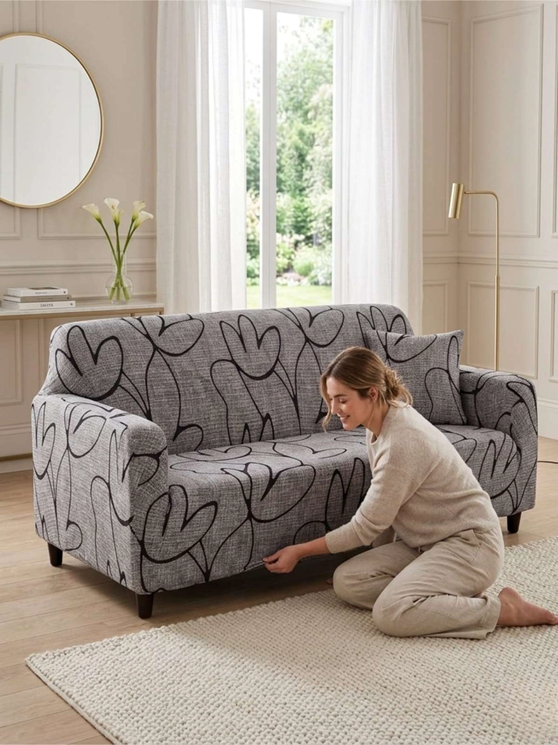 FUNDA DE SOFA TELA LISA ELASTICADA 4 CUERPOS - 5