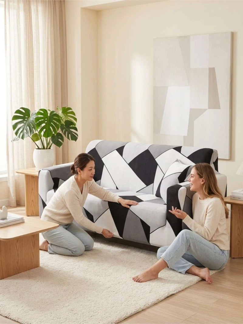 FUNDA DE SOFA TELA LISA ELASTICADA 2 CUERPOS - 1
