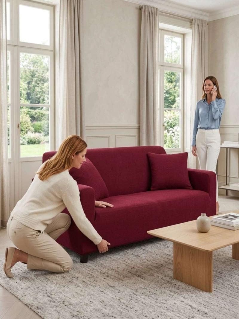 FUNDA DE SOFA TELA LISA ELASTICADA 3 CUERPOS - 7