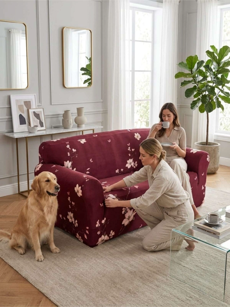 FUNDA DE SOFA TELA LISA ELASTICADA 3 CUERPOS - 4