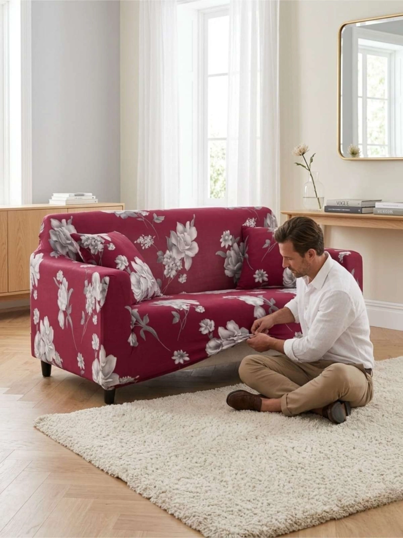 FUNDA DE SOFA TELA LISA ELASTICADA 4 CUERPOS - 4