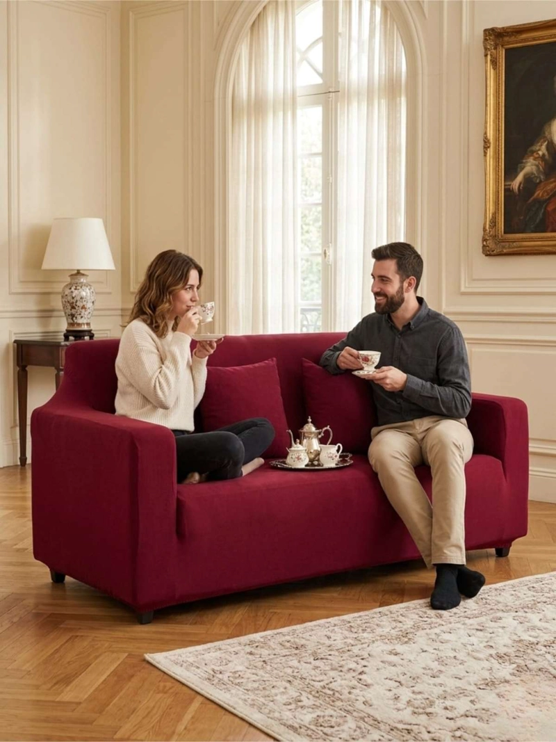 FUNDA DE SOFA TELA LISA ELASTICADA 1 CUERPOS - 4