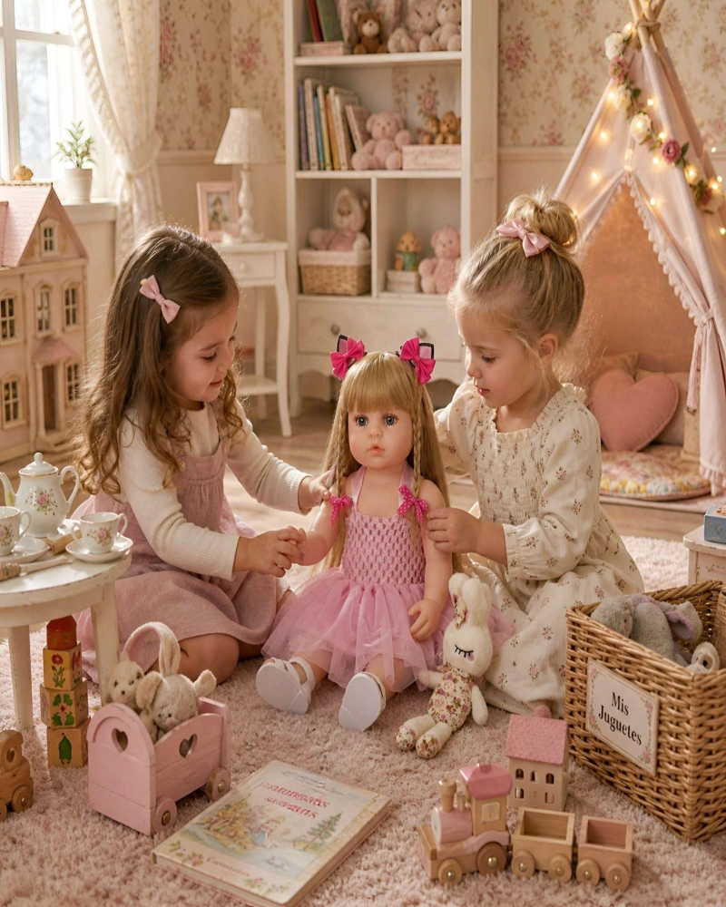 MUÑECA REBORN REALISTA CON ACCESORIOS Y PELUCHE DE CONEJO - 3