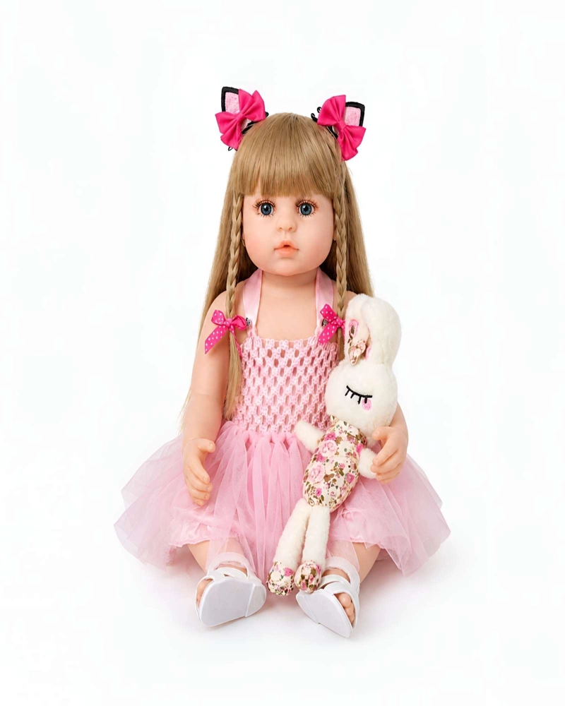 MUÑECA REBORN REALISTA CON ACCESORIOS Y PELUCHE DE CONEJO - 6