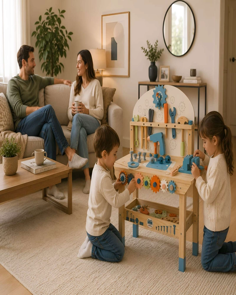 BANCO DE TRABAJO DE MADERA INFANTIL - SET DE HERRAMIENTAS DE JUGUETE - 3