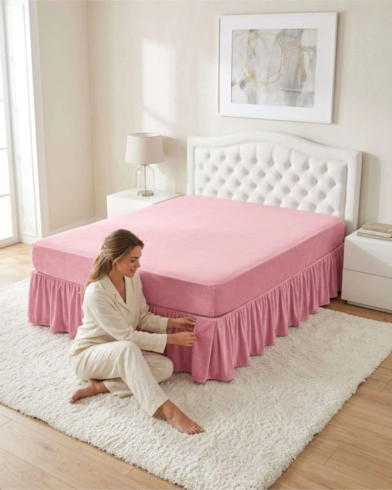 FALDON PARA CAMA KING CUBRE BASE PREMIUM CON PLIEGUES - 2