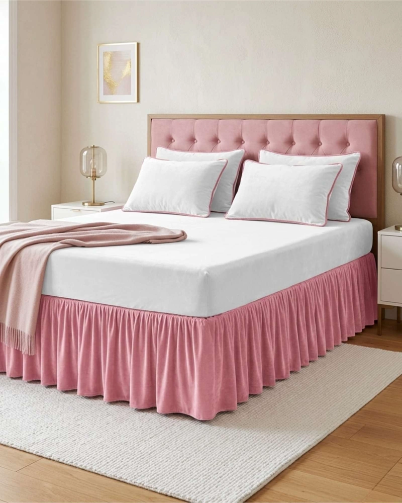 FALDON PARA CAMA KING CUBRE BASE PREMIUM CON PLIEGUES - 4