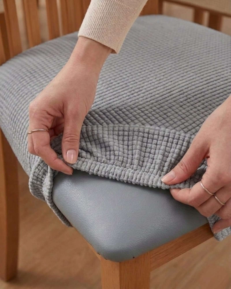 FUNDAS DE ASIENTO PARA SILLAS DE ALTA CALIDAD CON TEXTURA NIDO DE ABEJA GRIS - 5