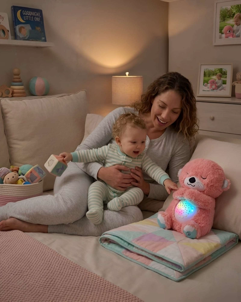 PELUCHE DIDACTICO NUTRIA LUMINICA SONIDOS RELAJANTES BEBE - 4