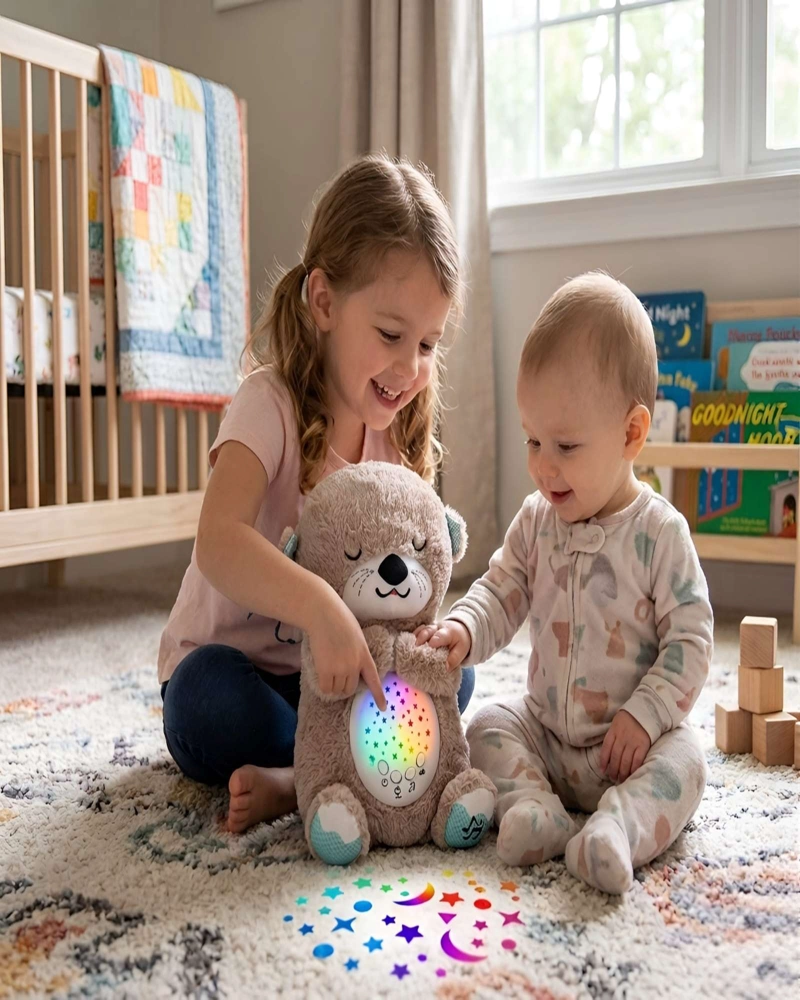 PELUCHE DIDACTICO NUTRIA LUMINICA SONIDOS RELAJANTES BEBE - 1