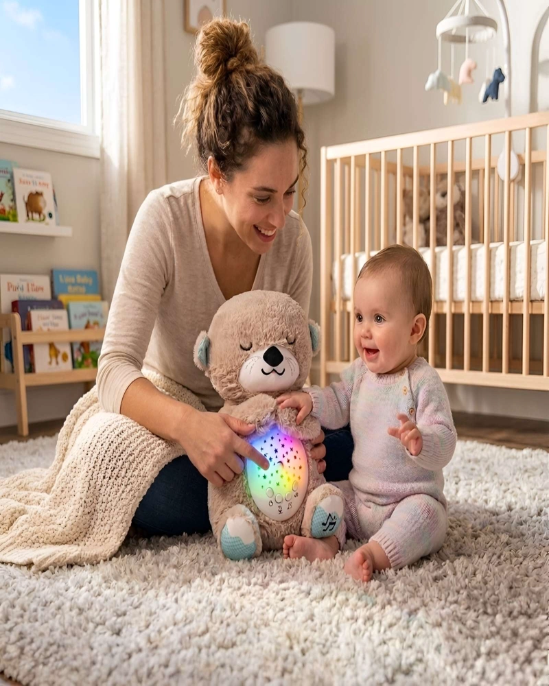 PELUCHE DIDACTICO NUTRIA LUMINICA SONIDOS RELAJANTES BEBE - 2