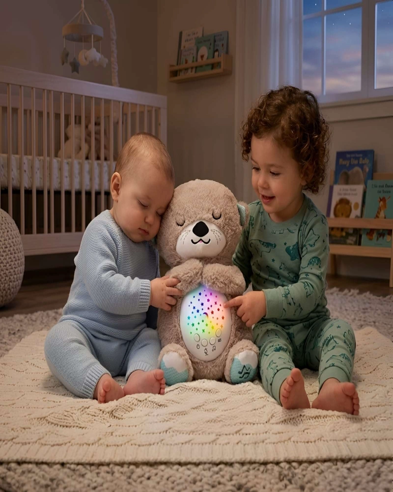 PELUCHE DIDACTICO NUTRIA LUMINICA SONIDOS RELAJANTES BEBE - 3