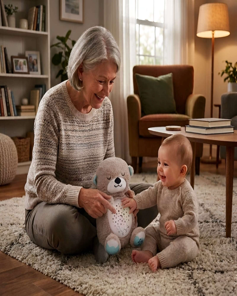 PELUCHE DIDACTICO NUTRIA LUMINICA SONIDOS RELAJANTES BEBE - 5