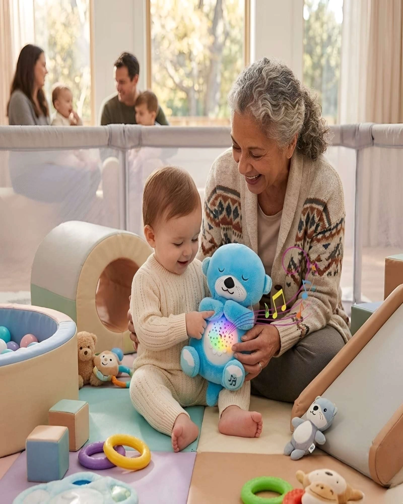 PELUCHE DIDACTICO NUTRIA LUMINICA SONIDOS RELAJANTES BEBE - 3