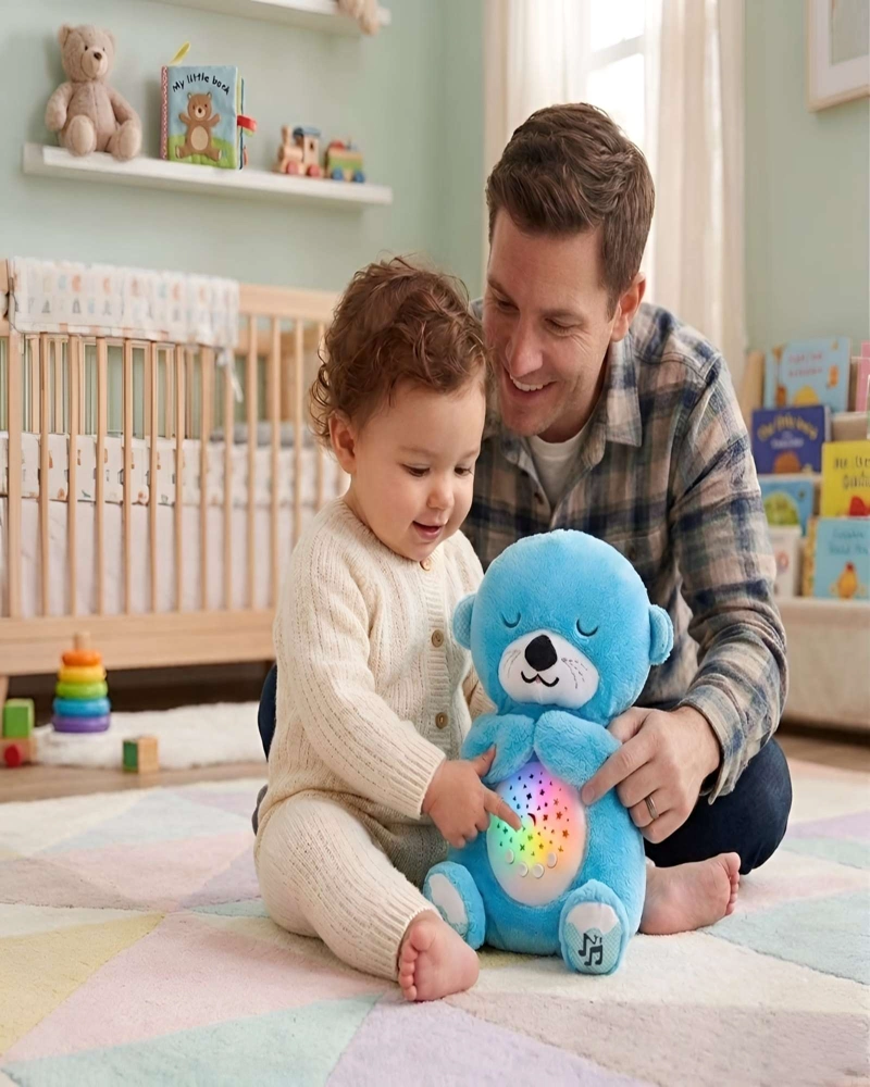 PELUCHE DIDACTICO NUTRIA LUMINICA SONIDOS RELAJANTES BEBE - 4