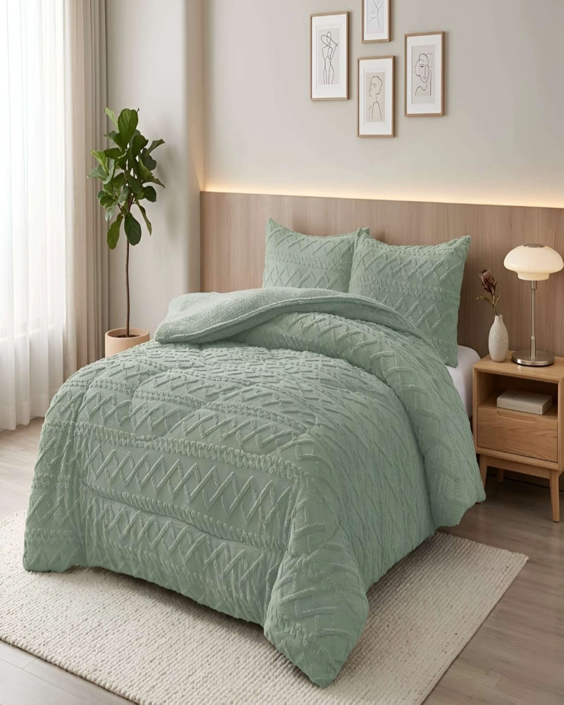 CUBRECAMA 2 PLAZAS CON RELIEVE COBERTOR ELEGANTE SUAVE - 1
