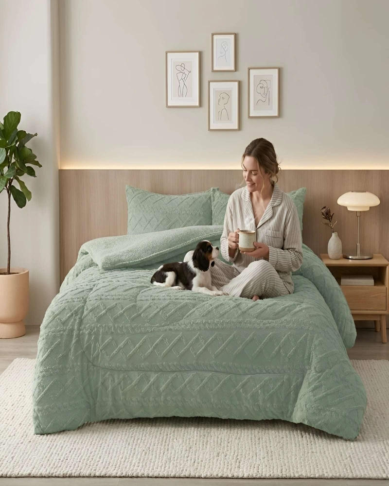 CUBRECAMA 2 PLAZAS CON RELIEVE COBERTOR ELEGANTE SUAVE - 2