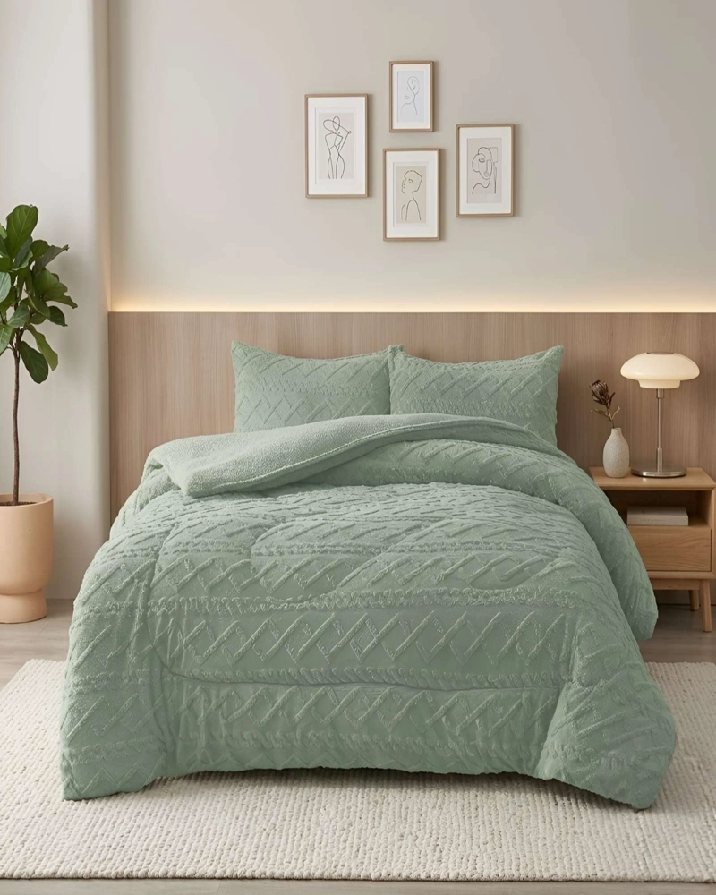 CUBRECAMA 2 PLAZAS CON RELIEVE COBERTOR ELEGANTE SUAVE - 5
